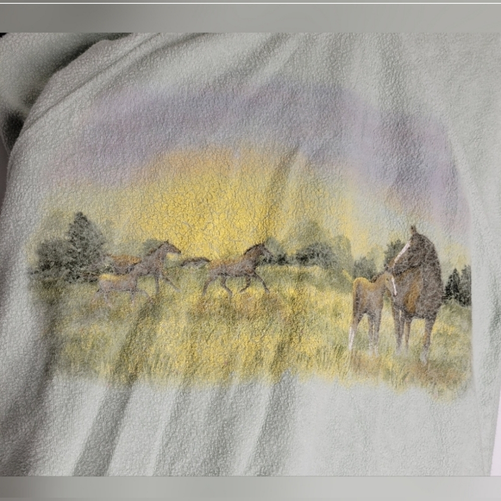Artisans Pastel Green Horse Scene Sweatshirt - Picture 3 of 7